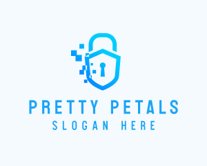 Pixelated Security Shield logo design