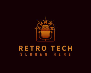 Retro Mic Podcast logo design