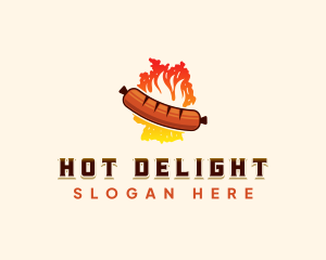 Germany Bratwurst Sausage Fire logo design