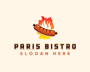 Germany Bratwurst Sausage Fire logo design