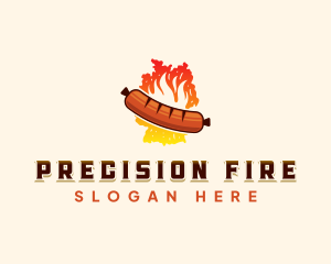 Germany Bratwurst Sausage Fire logo design