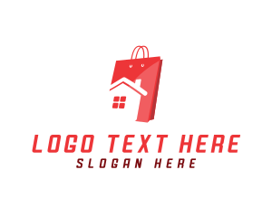 Real Estate - Home Shopping Bag logo design
