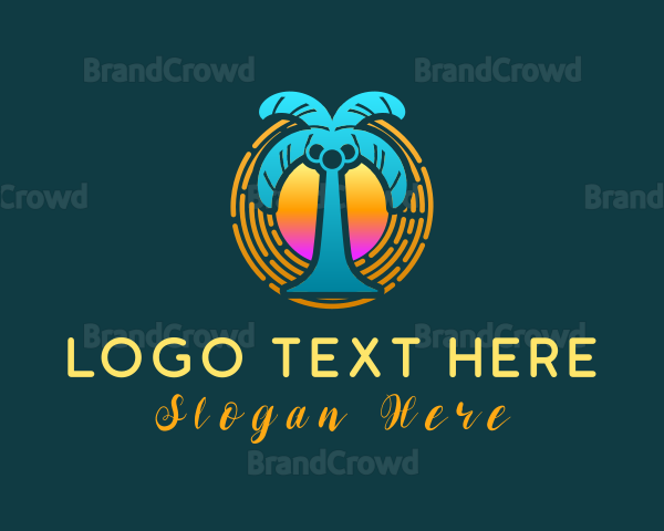 Coconut Tree Sunset Logo