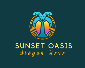 Coconut Tree Sunset logo design