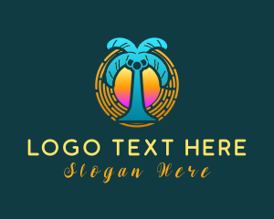 Travel Agency - Coconut Tree Sunset logo design