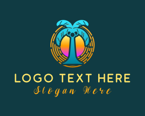 Beachside - Coconut Tree Sunset logo design