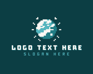 8-bit - Pixelated Planet Gaming logo design