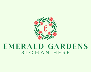 Rose Ornament Wreath logo design