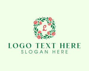 Flower Shop - Rose Ornament Wreath logo design