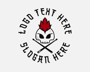 Drummer Punk Skull logo design