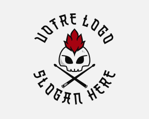 Hip Hop - Drummer Punk Skull logo design