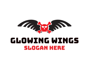 Winged Red Skull logo design