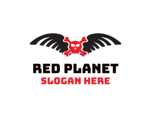 Winged Red Skull logo design