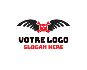 Heavy Metal - Winged Red Skull logo design