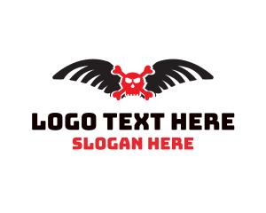 Bone - Winged Red Skull logo design