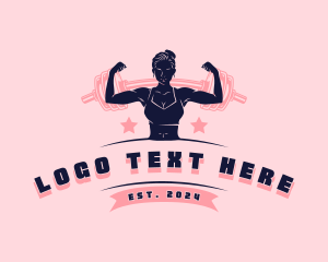 Exercise - Woman Athlete Barbell logo design