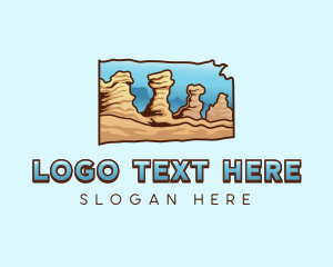 Monument Rocks - Kansas Desert Map logo design