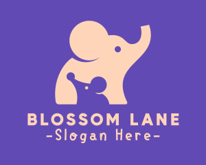 Cute Elephant & Mouse logo design