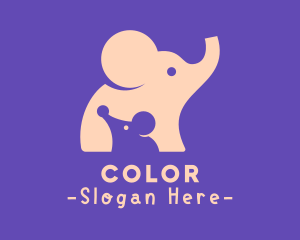 Character - Cute Elephant & Mouse logo design
