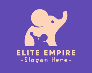 Cute Elephant & Mouse logo design