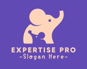 Cute Elephant & Mouse logo design