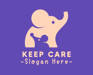 Cute Elephant & Mouse logo design