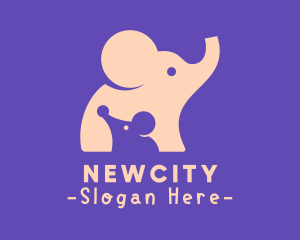 Cute Elephant & Mouse logo design