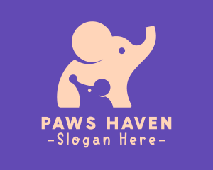 Cute Elephant & Mouse logo design