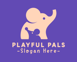 Cute Elephant & Mouse logo design