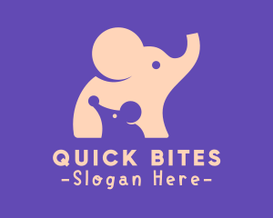 Cute Elephant & Mouse logo design