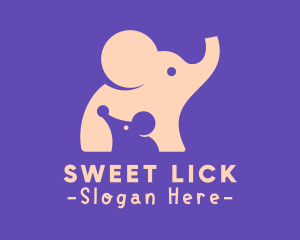 Cute Elephant & Mouse logo design