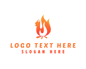 Spicy - Fire Grill Chicken logo design