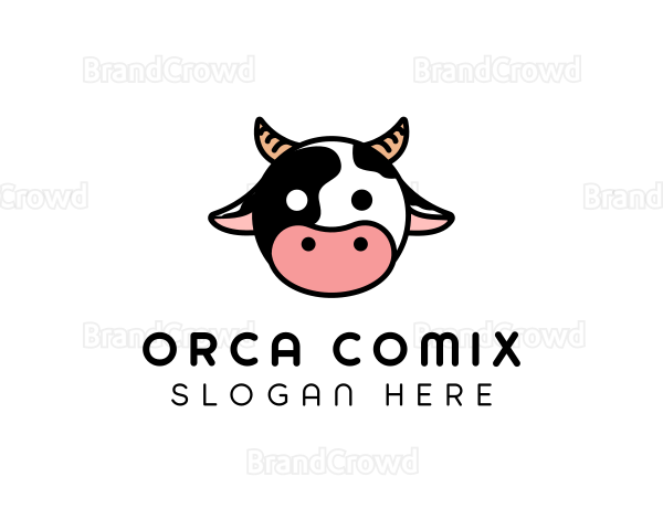 Cute Cow Head Logo