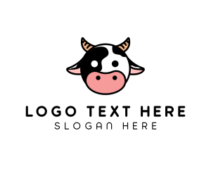 Farm Animal - Cute Cow Head logo design