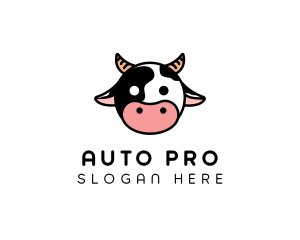 Livestock - Cute Cow Head logo design