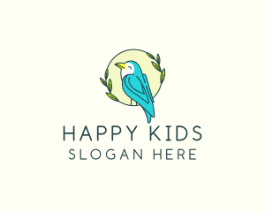 Happy Bird Wreath logo design