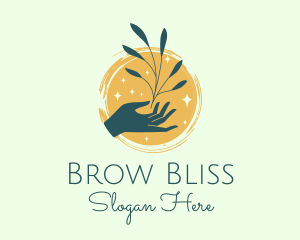 Plant Branch Hand Sparkles logo design