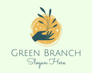 Branch - Plant Branch Hand Sparkles logo design