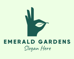 Green Leaf Hand logo design