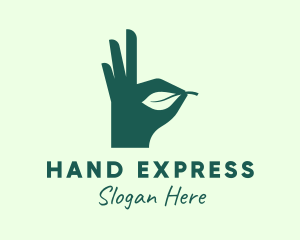 Green Leaf Hand logo design