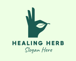 Green Leaf Hand logo design