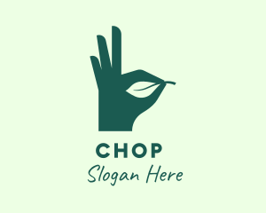 Vegan - Green Leaf Hand logo design