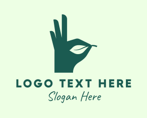 Hand - Green Leaf Hand logo design