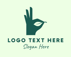 Green Leaf Hand Logo