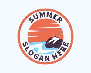 Mountain Beach Sunset logo design