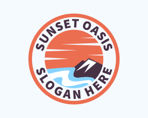 Mountain Beach Sunset logo design