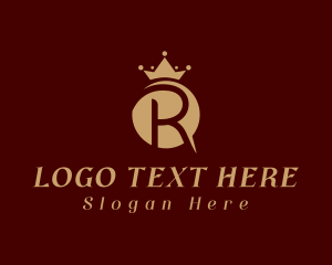 Golden - Royal Crown Letter R logo design