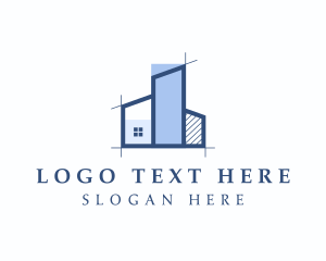 Property Developer - Blue Building Architecture logo design