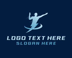 Superhero - Human Lightning Athlete logo design