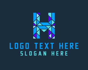 Blue - Crystal Letter H logo design
